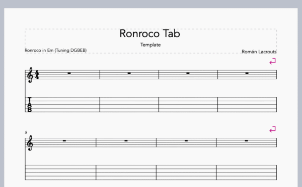 MuseScore 4 - Ronroco Tab Templates - (DGBEB & CFADA) - Imagen 2